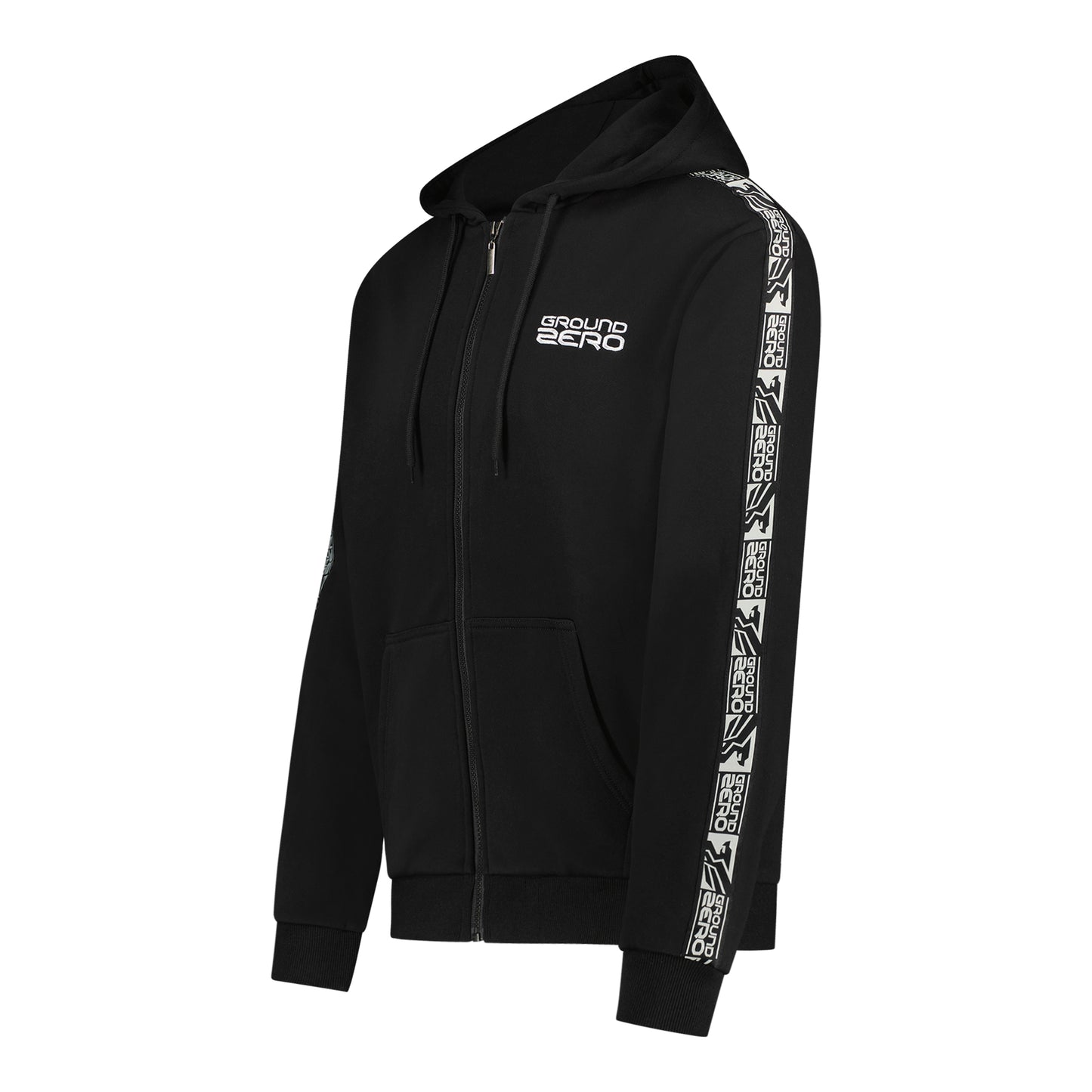 GROUND ZERO HOODED ZIP BASIC BLACK