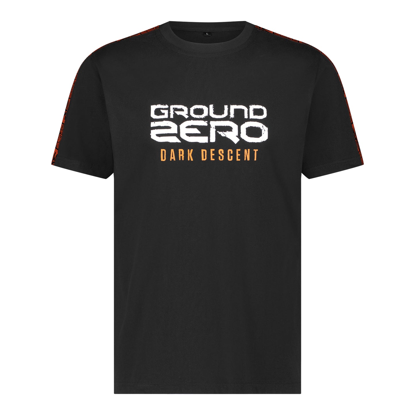 GROUND ZERO T-SHIRT DONKERE AFVAL TEKST + TRIM